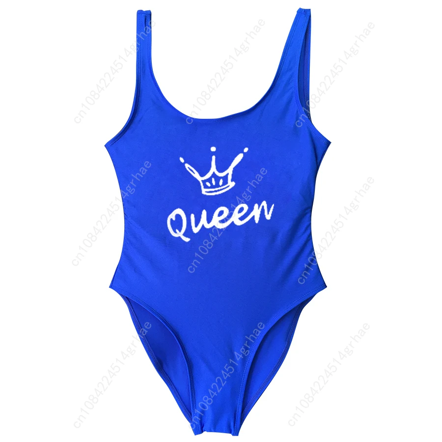 Queen Crown Letter One-piece Swimsuit for Women Sexy Thong Swim Suit One Piece Swimsuit 2018 Female Swimwear Jumpsuit Badpak