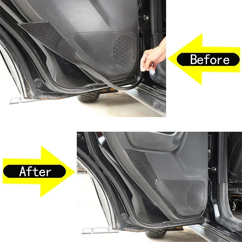 For Hummer H3 2005-2009 Car Rear Door Panel Anti-kick Panel Cover Sticker Soft Carbon Fiber Interior Accessories