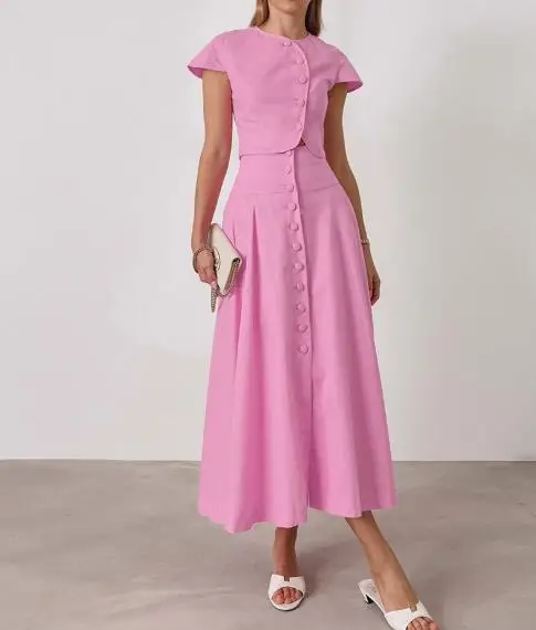 Рисунок 3 - Летняя розовая хлопковая юбка с