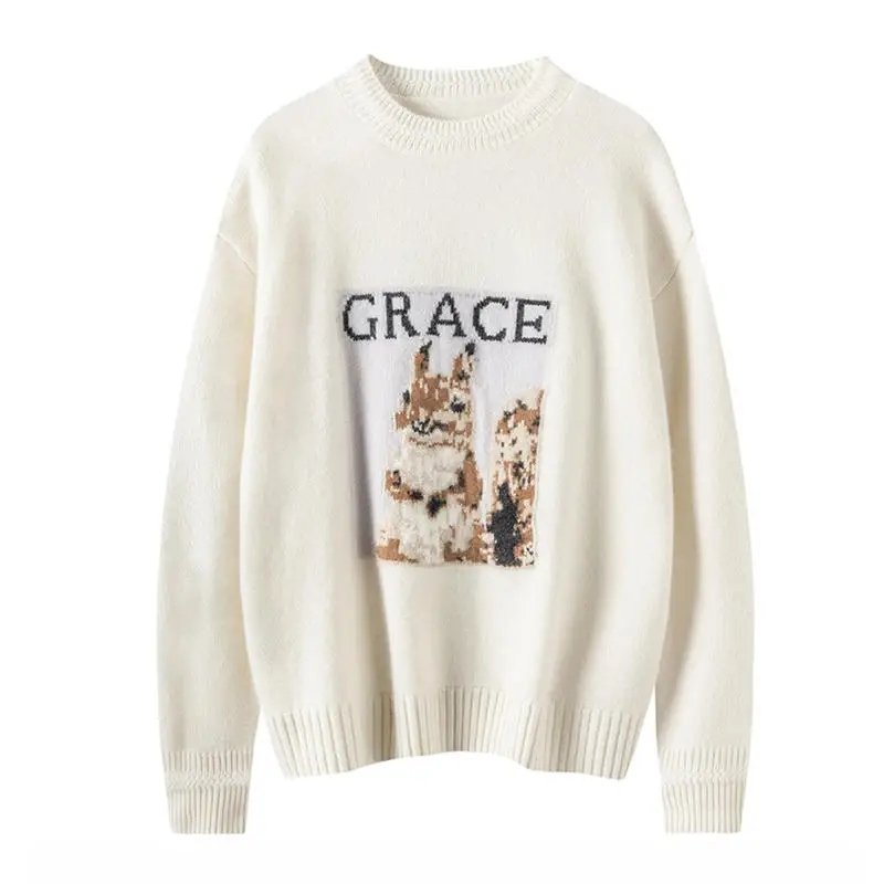 

europe winter new grace squirrel jacquard 100% cashmere trendy sweaters