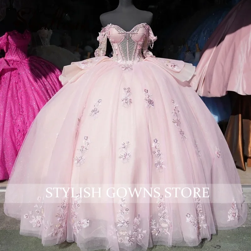 

Fairytale Off the Shoulder Ball Gown Quinceanera Dresses with Appliques Beads Rhinestones Vestido De 15 Customized