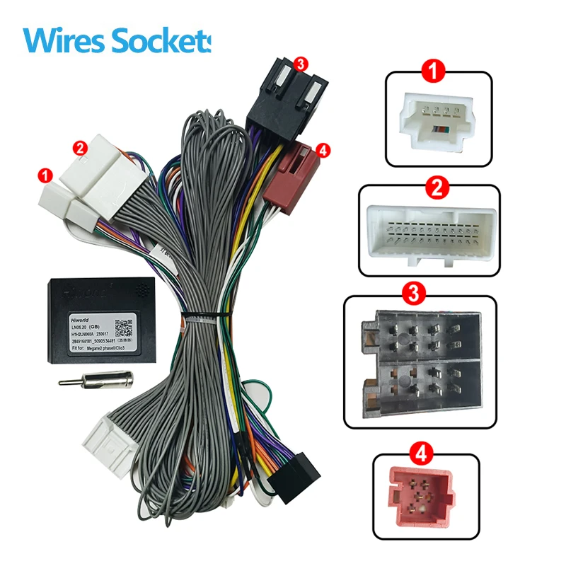 For Renault Megane 2 2004-2007 Android 2Din Car GPS Radio 16 PIN Stereo Power Wiring Harness Cable Adapter Canbus Decoder