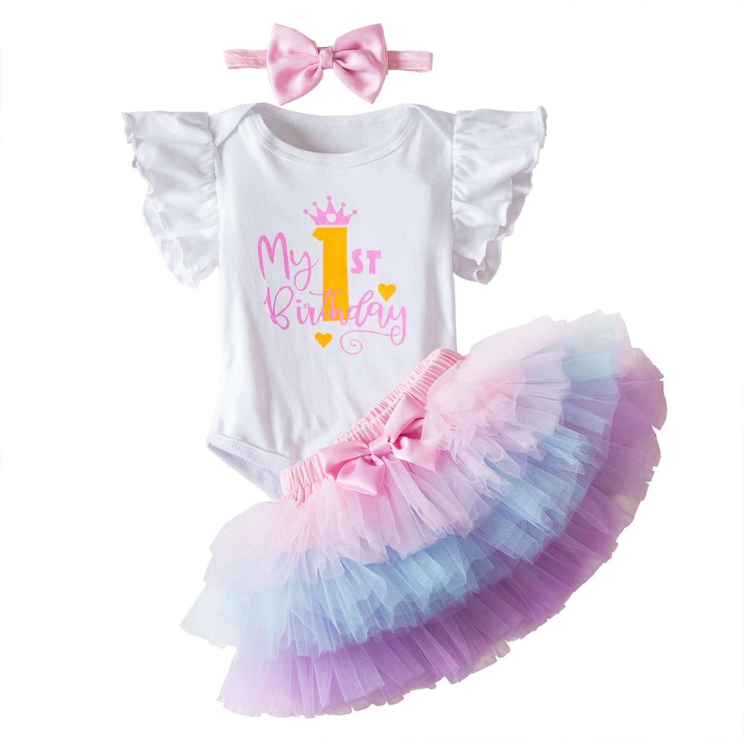 1 Year Baby Girl Clothes Birthday Party Tutu Skirt Headband Set Newborn Baby Girls Birthday Outfits Toddler Infant Girls Costume