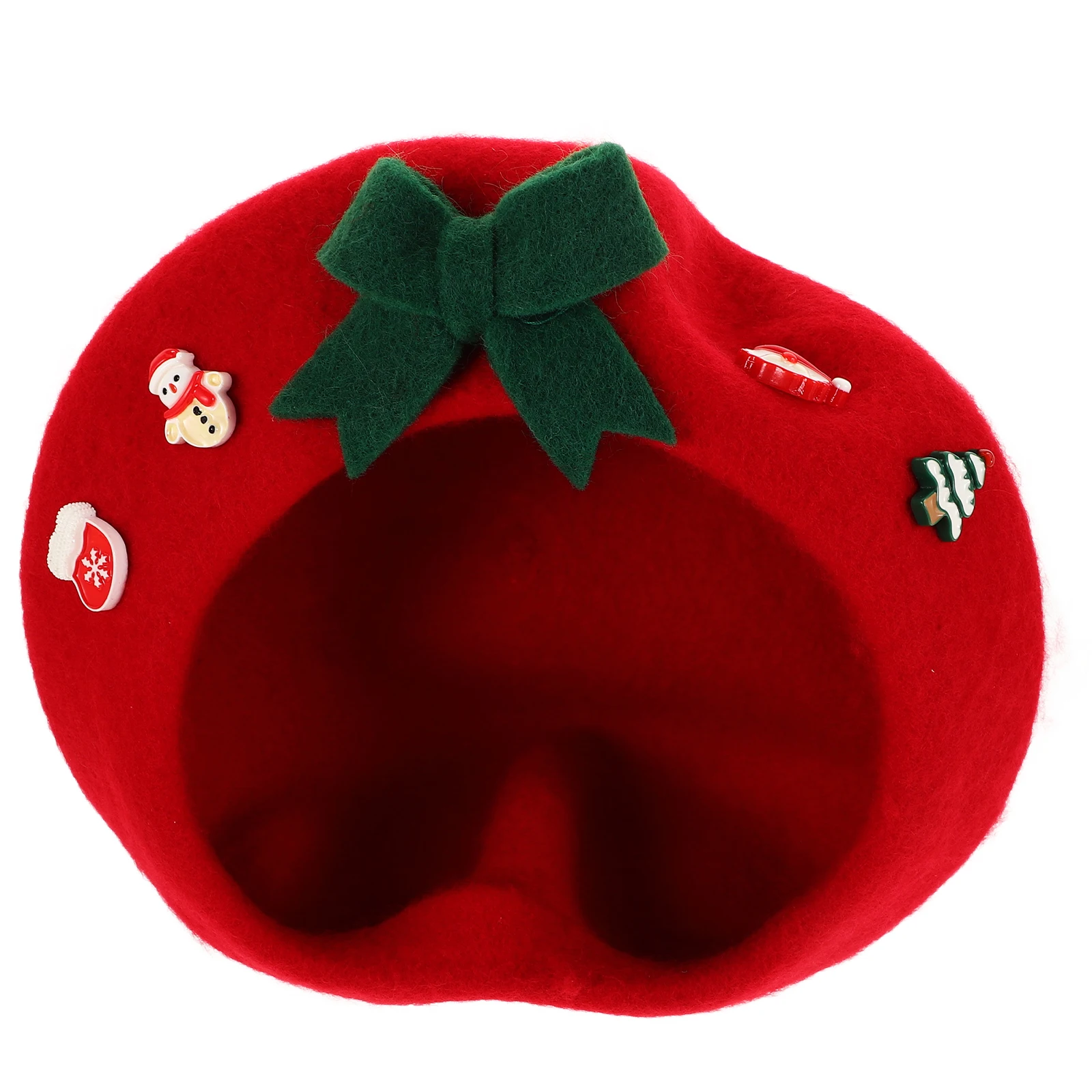 

Christmas Beret Cap Women Kids Woolen Hats Gifts Kawaii Cute Fashionable Bowknot Warm Comfortable Quality Craftsmanship