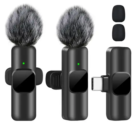 K60 Wireless Lavalier Microphone Mini Audio Video Recording Mic For iPhone Android Laptop Live Gaming Mobile Phone Microphone