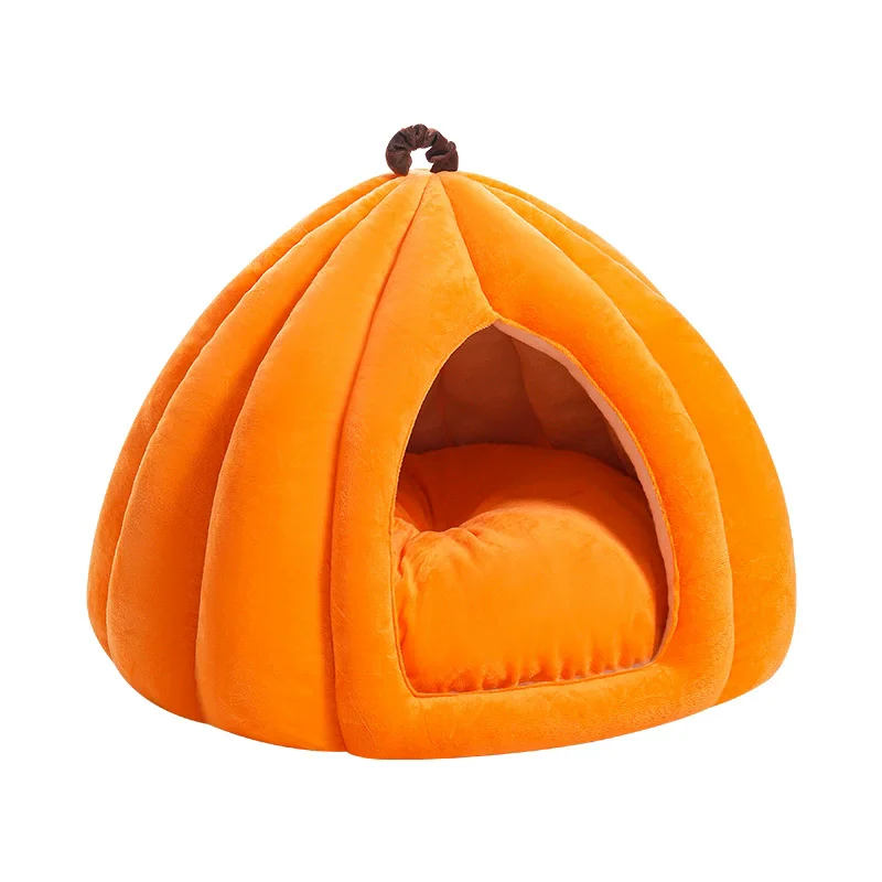 

Cute Washable Cat Bed Puppy Basket Small Dog Tent Mat Pumpkin-shaped Cushion Soft House for Cats And Dogs