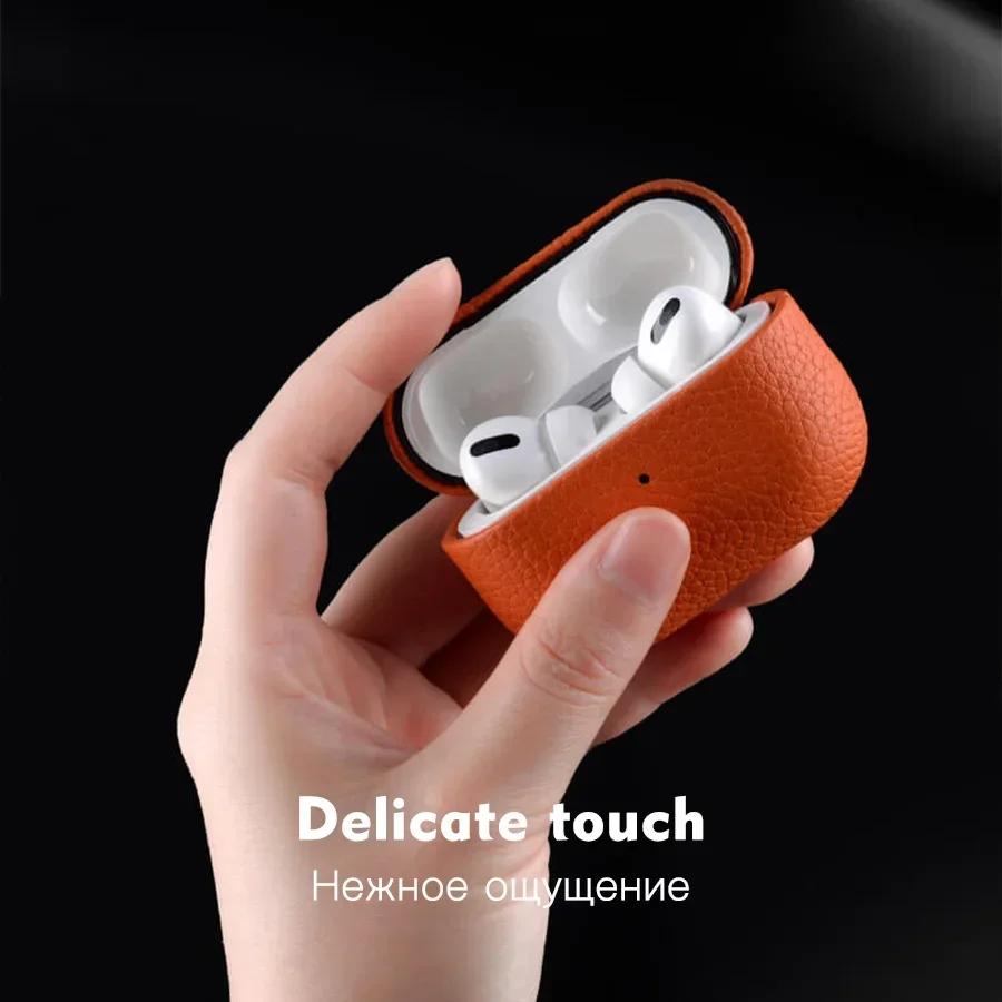 Etui Melkco z prawdziwej skóry do AirPods 5 Pro 3 Pro3, wzór liczi, skórzane etui do AirPods 5 4 Pro 2 3, premium pokrowiec biznesowy. — zdjęcie produktu 3
