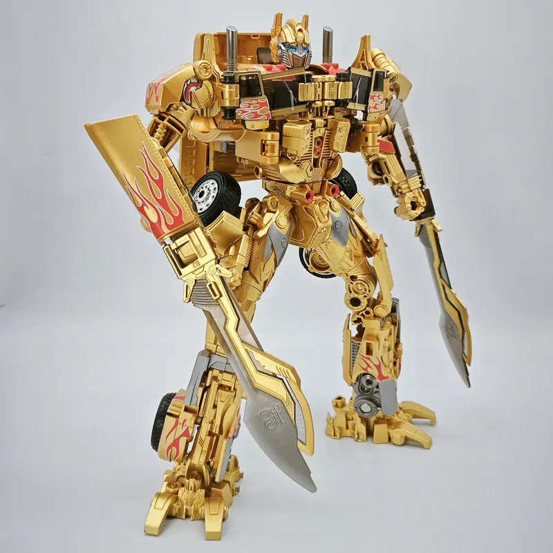 30CM Transformation Gold Robot Toys Optimus Prime Alloy Star Commander Toys Truck Car Movie Anime Action Figure kids For Toys