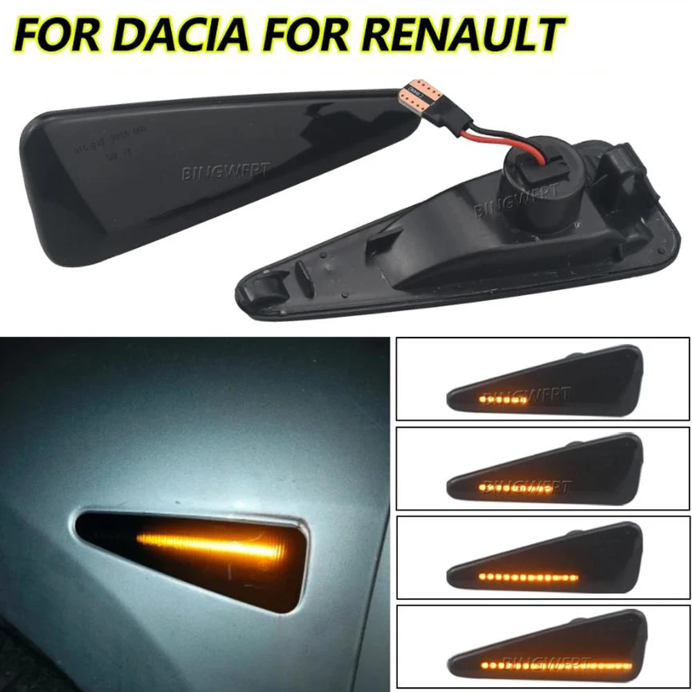 2 pçs dinâmico led marcador lateral luz de sinal de volta lâmpada pisca para dacia logan sandero i renault símbolo mk2 thalia 2008-2012