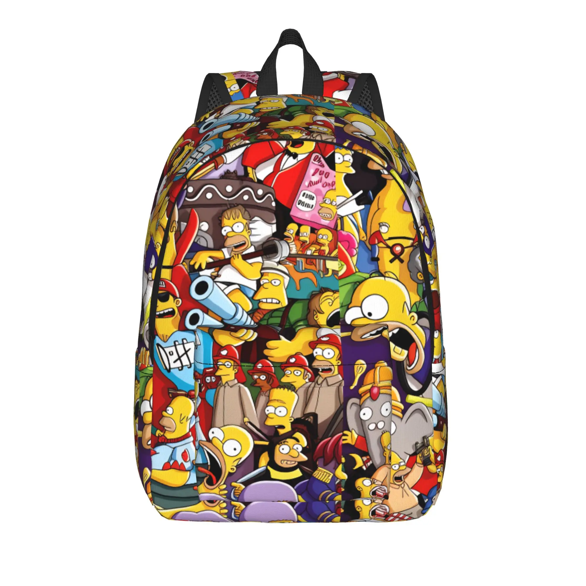 S-Simpsons All Characters Collage Backpack  Daily Backpacks Women Designer Print High School Bags Pretty Rucksack
