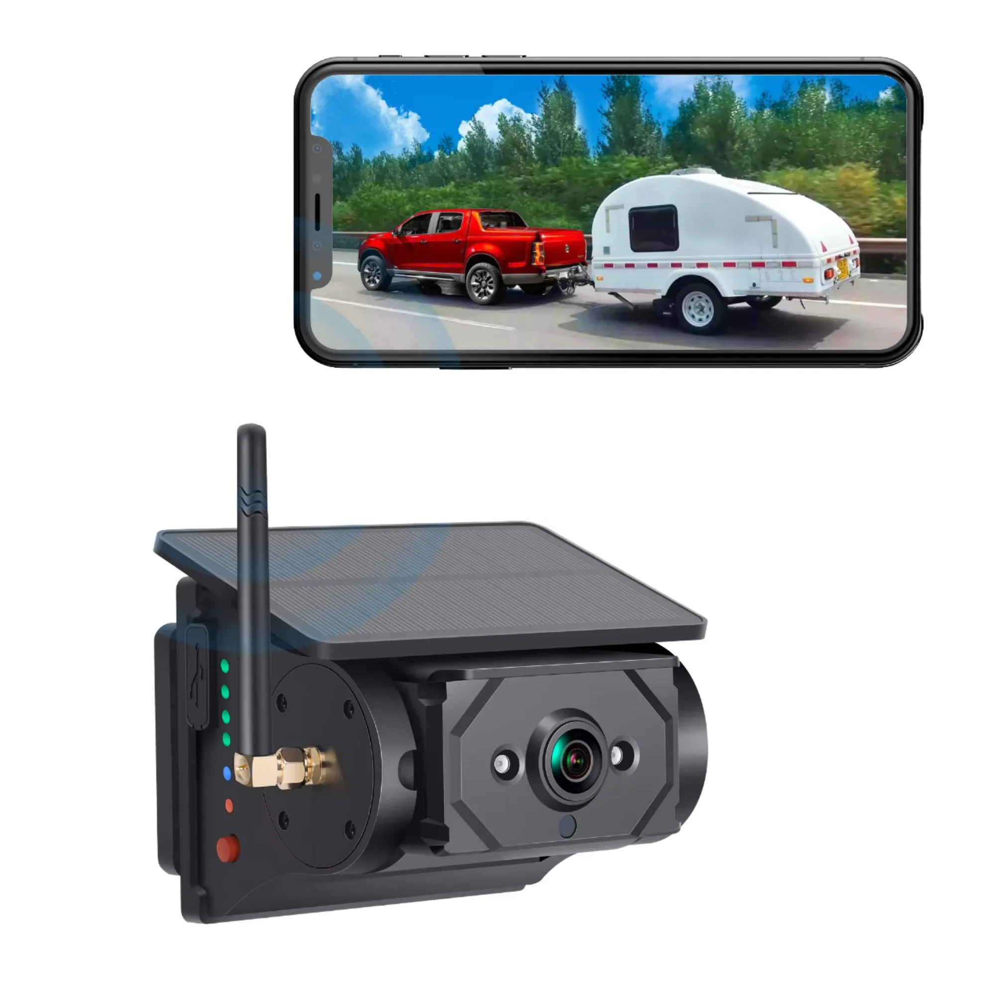 

Solar Wireless AI Blind Spot Detection For Human Vehicle Backup Magnetic Rechargeable Battery For IOS Android 2MP Reverse Camera