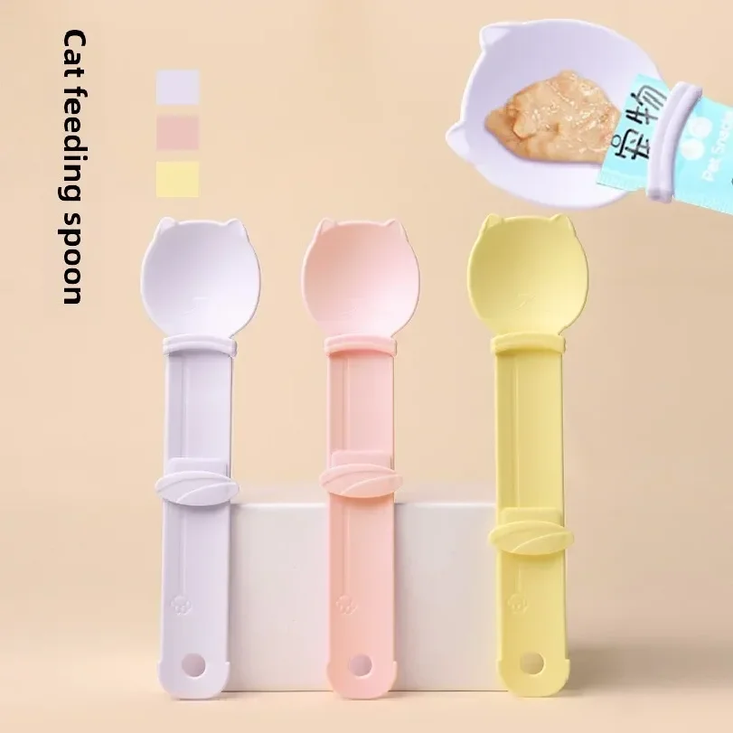 

Cat Feeder Cat Strip Squeeze Spoon Pet Liquid Snack Spoon Liquid Feeding Food Squeezer Without Residue Cat Feeder Pet Supplies