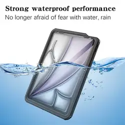 For iPad Air 11-10.9 Inch M2 IP68 Waterproof Diving Swim Clear Case 6th/5th/4th Generation With Paste Kickstand Protection Cover