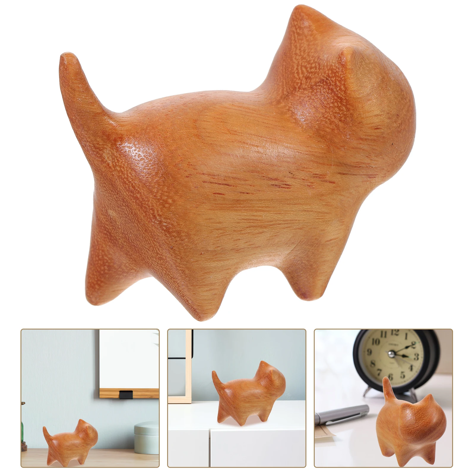 

Wooden Cat Ornament Ornaments Decorations for Lovers Small Shelf Figurines Carving Living Room Kitten