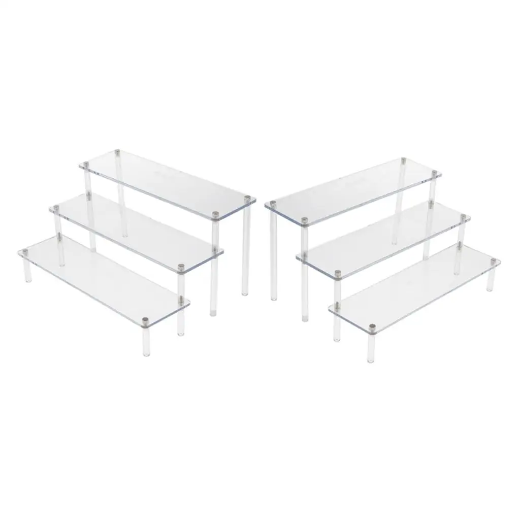 2-use Acrylic Rack Doll Car Desktop Storage Ladder Display Stand Shelf
