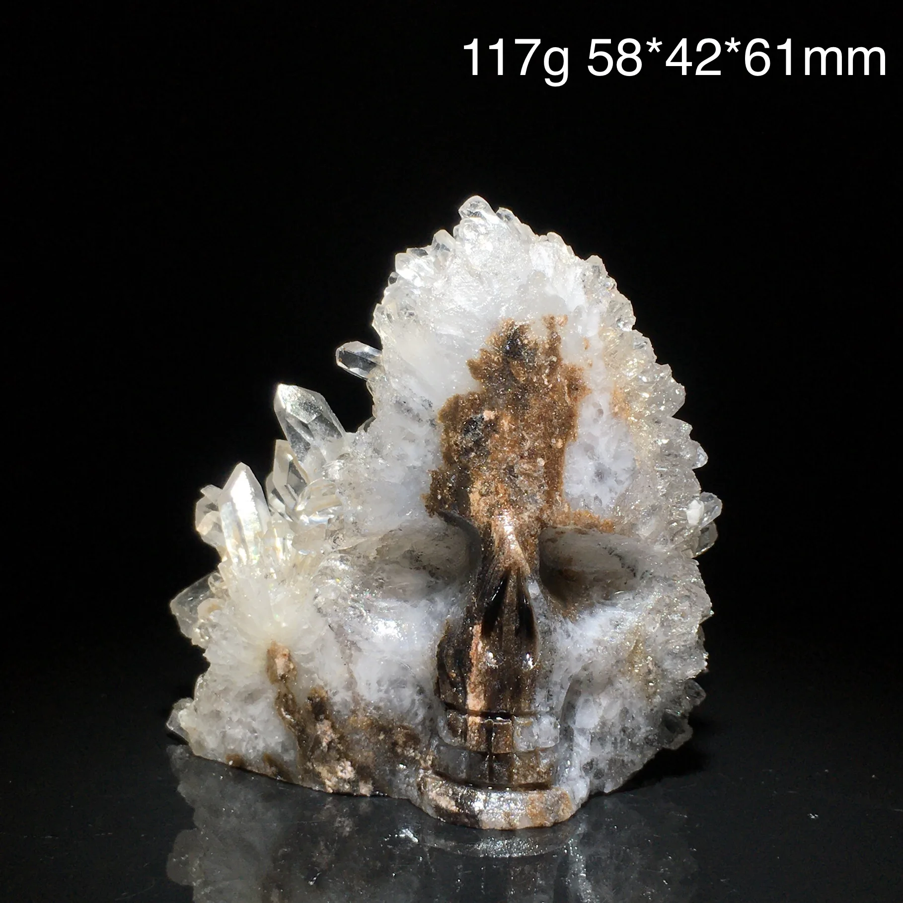 

Natural Crystal Carving Skull Stone Clear Quartz Cluster Polished Rock Alien Decoration Rock Gift Reiki Healing