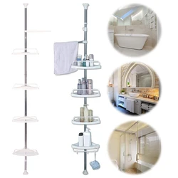 Telescopic Corner Shelf Stainless Steel Frame Storage Basket Adjustable 4 Trays Shower Caddy Organizer Shelf Shower Corner Stand