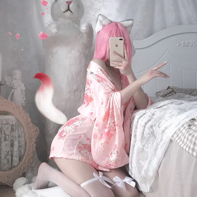 ملابس داخلية مثيرة للنساء ، فستان كيمونو للحفلات ، ساكورا على الطراز الياباني ، زي الجيشا ، يوكاتا ، بيجامة للفتيات ، ساكورا