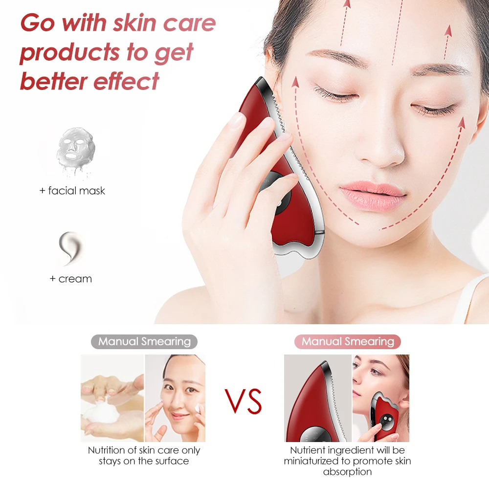 เครื่องยกกระชับใบหน้ากระแสไฟฟ้าไมโคร kskin ที่ชาร์จ USB เครื่องนวดกัวชาไฟฟ้าเครื่องนวดยกกระชับผิวเครื่องนวดร่างกายใบหน้า