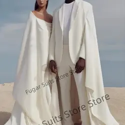 Traje de boda blanco largo para hombre, esmoquin elegante con solapa y muescas, conjunto de 2 piezas, de alta calidad