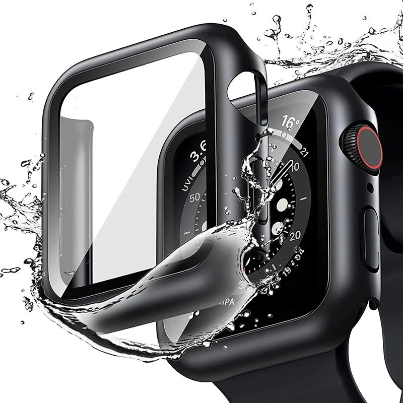 Vidrio + cubierta para Apple Watch funda 9 8 7 6 SE 5 iWatch accesorios Protector de pantalla Apple watch serie 45mm 41mm 44mm 40mm 42mm 38mm