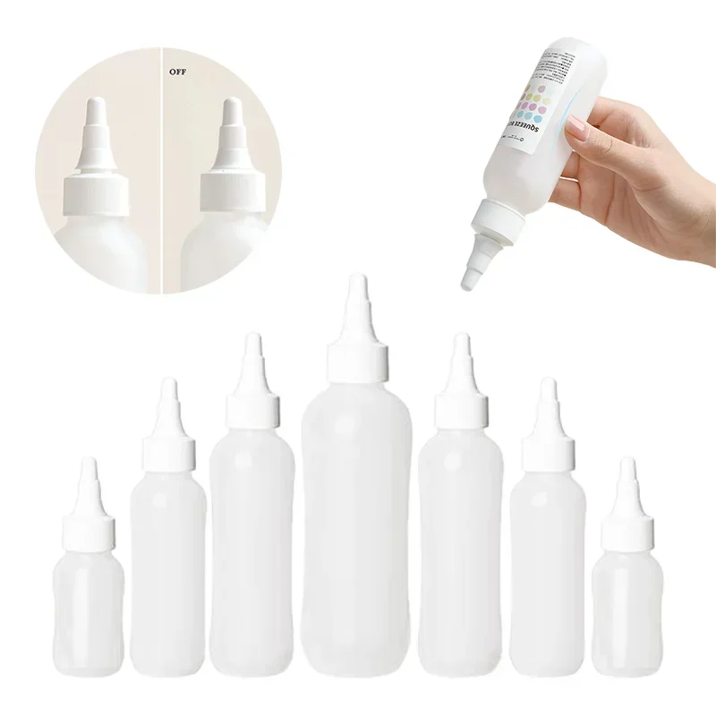 

30pcs 50-200ml Empty Plastic Squeeze Bottles with Pointed Mouth Refillable Bottles Kitchen Soy Sauce Food Grade Liquid Dispenser