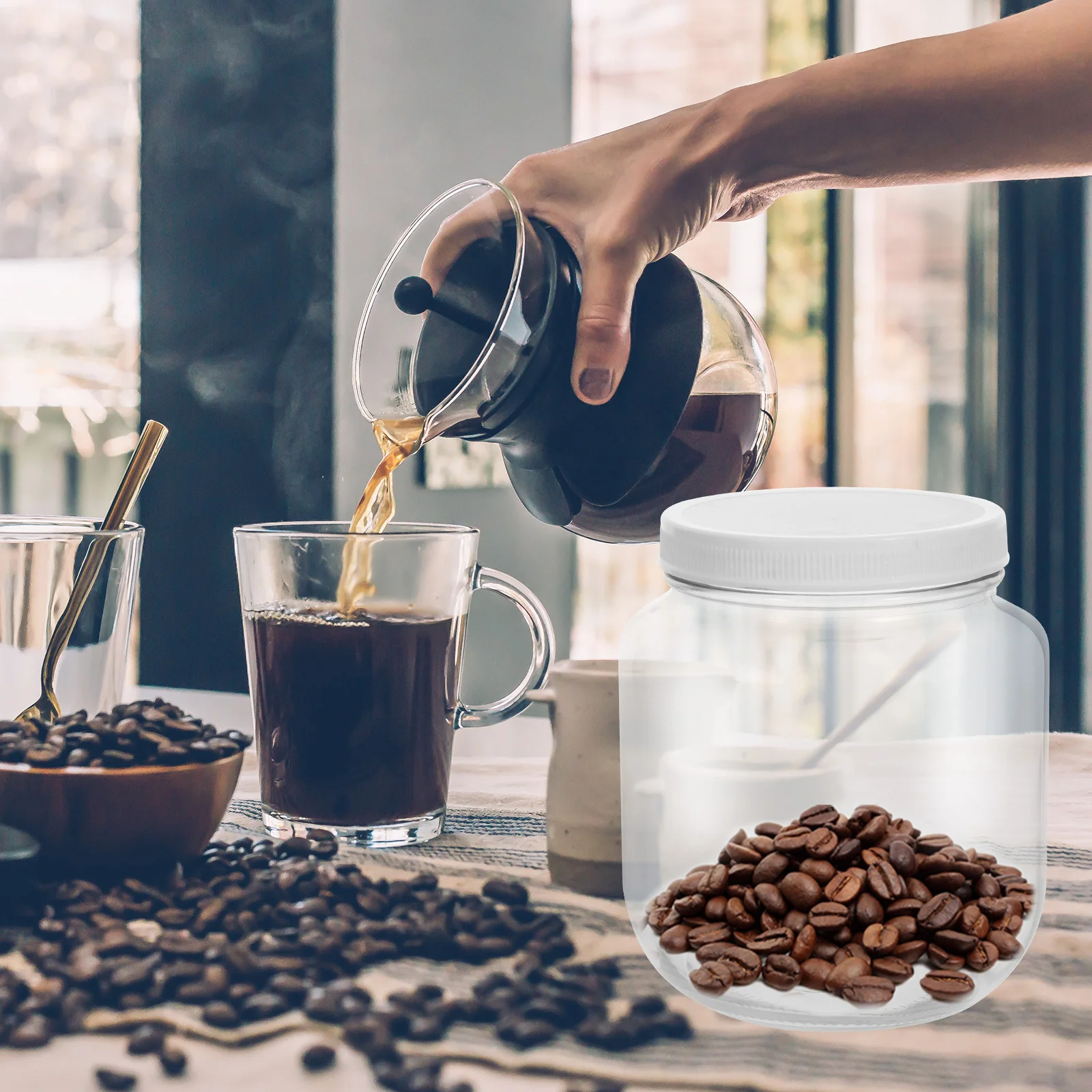 

Large Glass Food Sealed Jar Plastic Lid Airtight Candy Tea Coffee Storage Wide Mouth Canister Half Gallon Jar Glass Containers