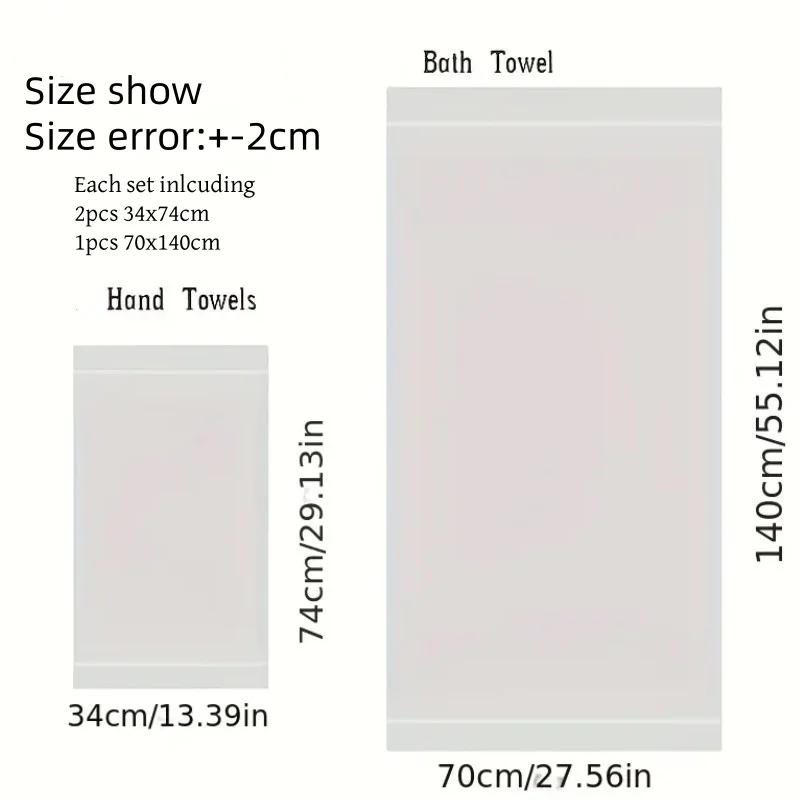 3pcs Set Black Cotton Bathroom Towels Sets 2pcs Hand Face Towel 34x74cm and 1pcs Big Bath Towels 70X140cm Washcloths Gift Towels