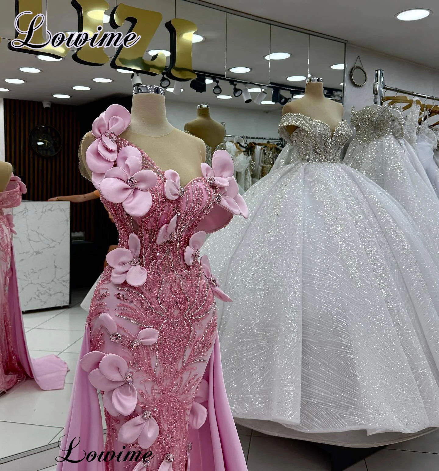Speciale roze beroemdheidsjurken pure hals zeemeermin rode loper runway jurken fotografie jassen vestidos de gala aangepast
