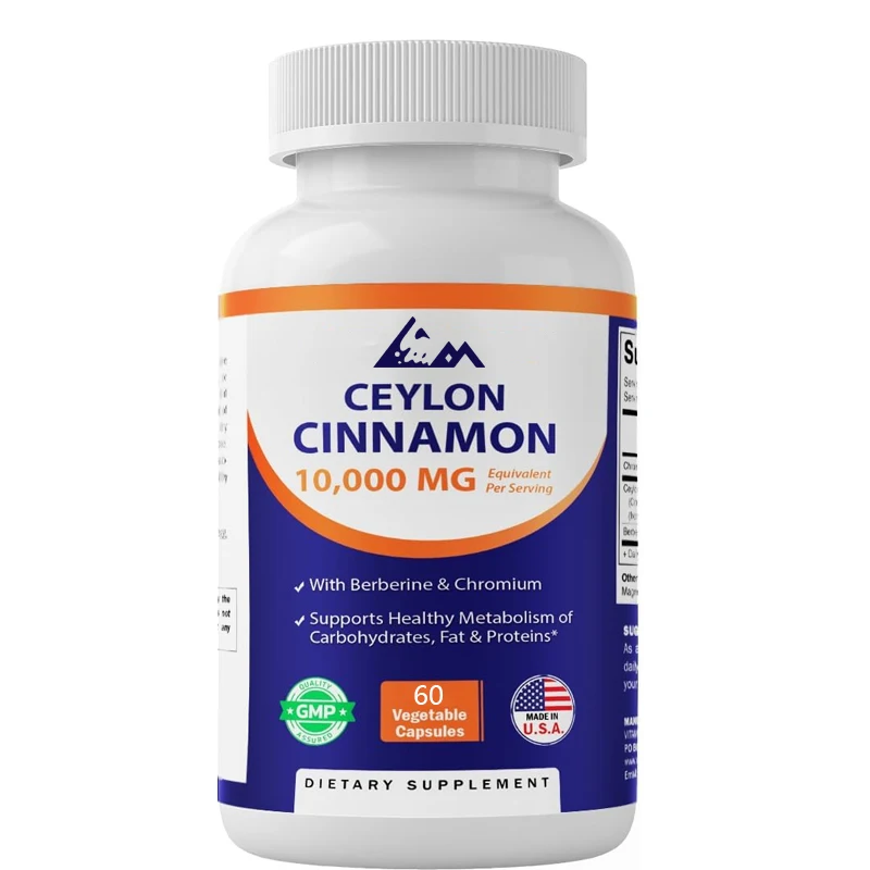 

Ceylon cinnamon is equivalent to 10000 milligrams per serving, containing aspartic acid and chromium - non GMO and gluten free