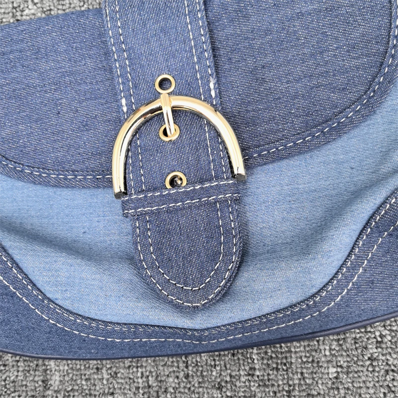 Women\'s Bag Fashion Brand 2024 Summer New Style Simple Personalized Denim Large Capacity One-shoulder Portable Canvas Bag