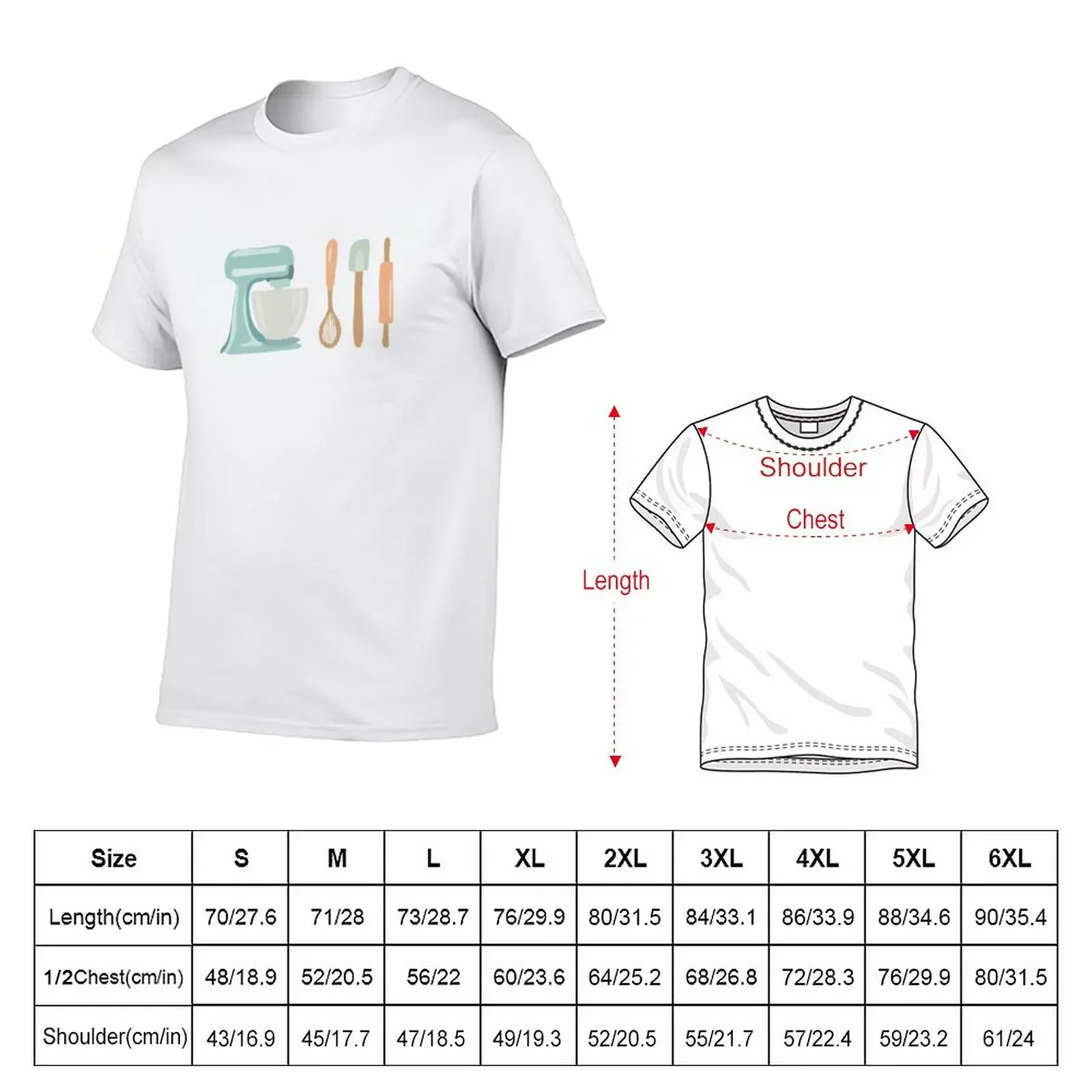 Hobby Illustrations: Pastel Baking Utensils T-Shirt graphics tees sports fans t shirts for men cotton