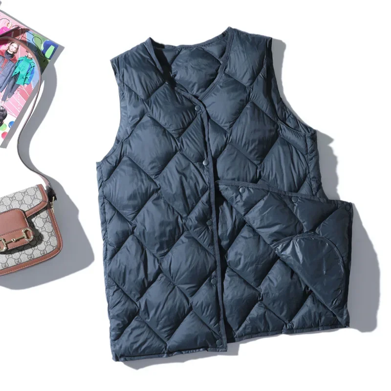 2025 automne hiver sans manches vers le bas gilet manteau femmes chaud Ultra léger blanc canard vers le bas gilet Parkas femme courte débardeur veste