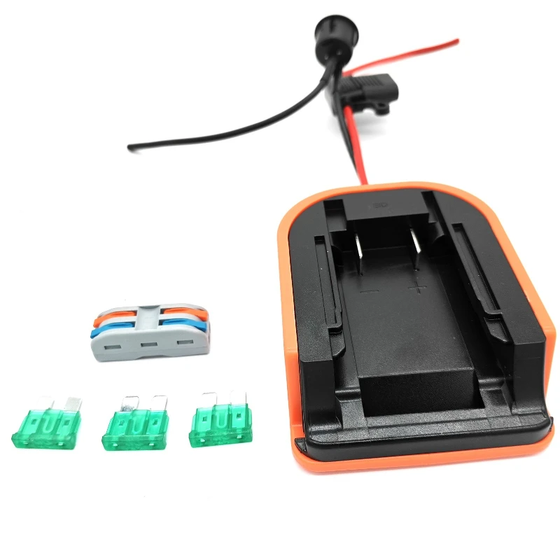 Portable Power Wheel Adapter for DIY Remote-controlled Toy Cars for Black&Decker 20V Lithium Batteries with Fuse and 14 AWG Wire