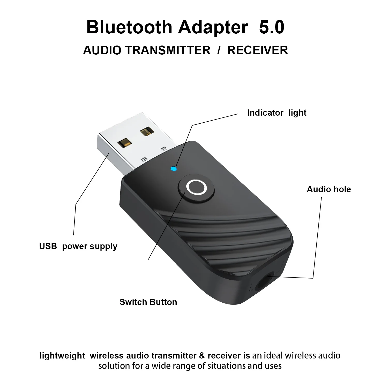 3 في 1 متوافق مع بلوتوث 5.0 جهاز إرسال استقبال الصوت محول USB للتلفزيون الكمبيوتر سيارة Aux المتكلم