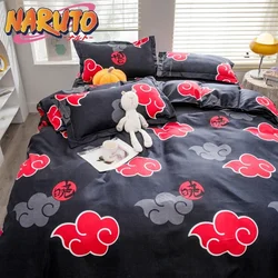 Naruto Akatsuki Bed 3/4cps Bedding Set Anime Prints Summer Winter Blankets For Bed School Dormitory Bed Sheets Set Gifts For Kid
