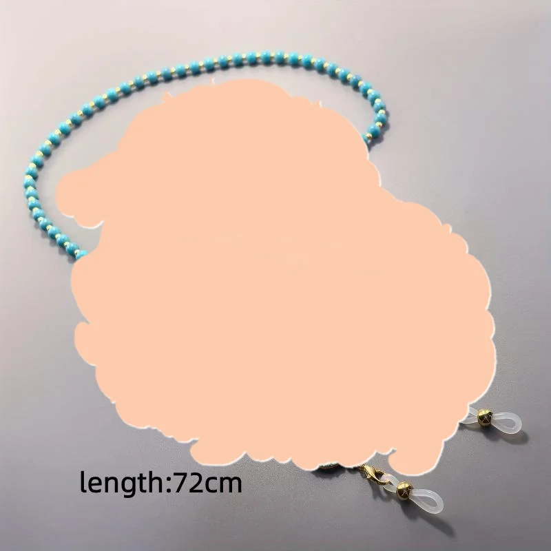 Imitation Turquoise Glasses Hanging Chain Long Bead Temperament Diamond Inlaid Pearl Glasses Anti Slip Hanging Rope Supply