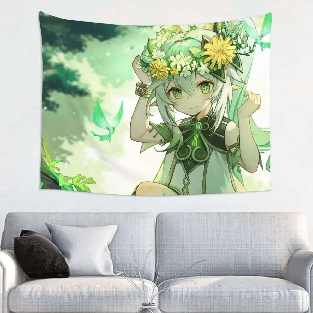 

Nahida Anime Tapestry Hippie Fabric Wall Hanging Genshin Impact Room Decor Background Cloth Art Tapestries