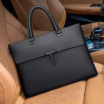 男性用防水シングルショルダーバッグ,クロスオーバーバッグ,ブラックトートバッグ,最上層の牛革,コンピューターバッグ,ブリーフケース,14インチ