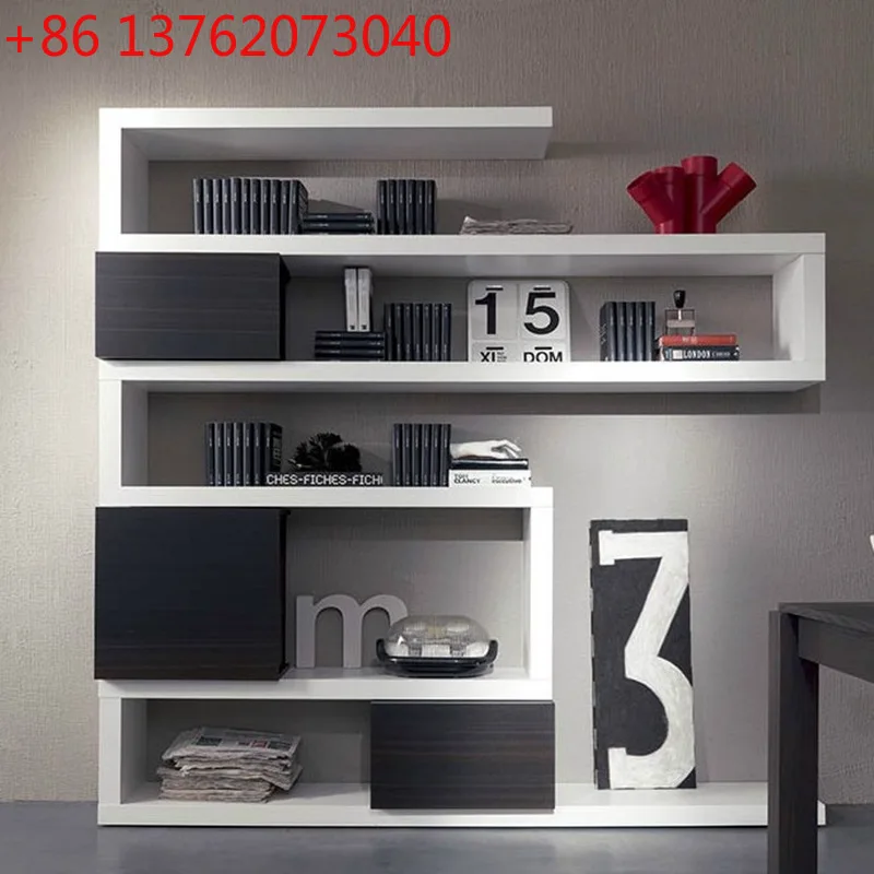 White piano paint bookshelf Modern simple wall-mounted bookcase Simple floor rack