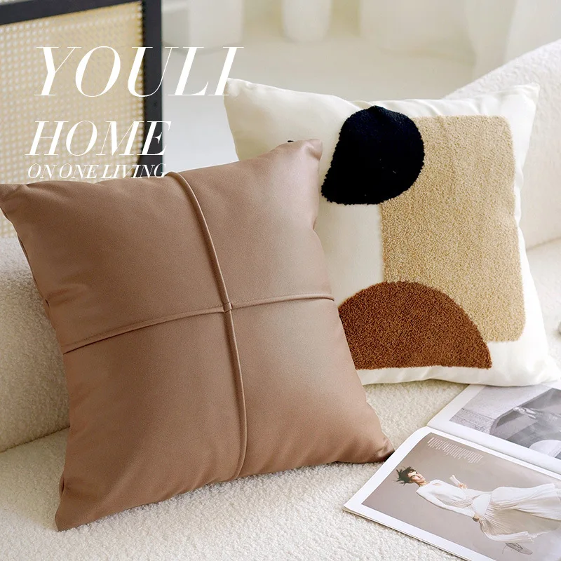 45x45CM Brown Vintage Nordic Throw Pillow Cover Cream Light Luxury Sofa Cushion Waist Cover Simple Decorative Pillowcases