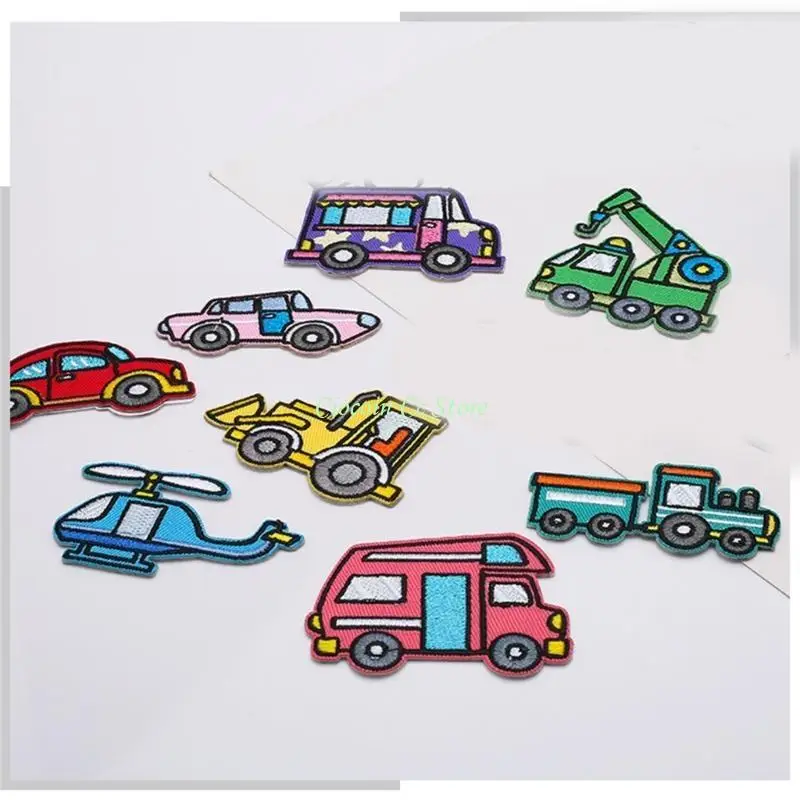 

X90F 10Pcs Embroidery Car Iron On Patches Adhesive Embroidered Appliques For Kids Adult Jackets Backpacks and Sewing Craft