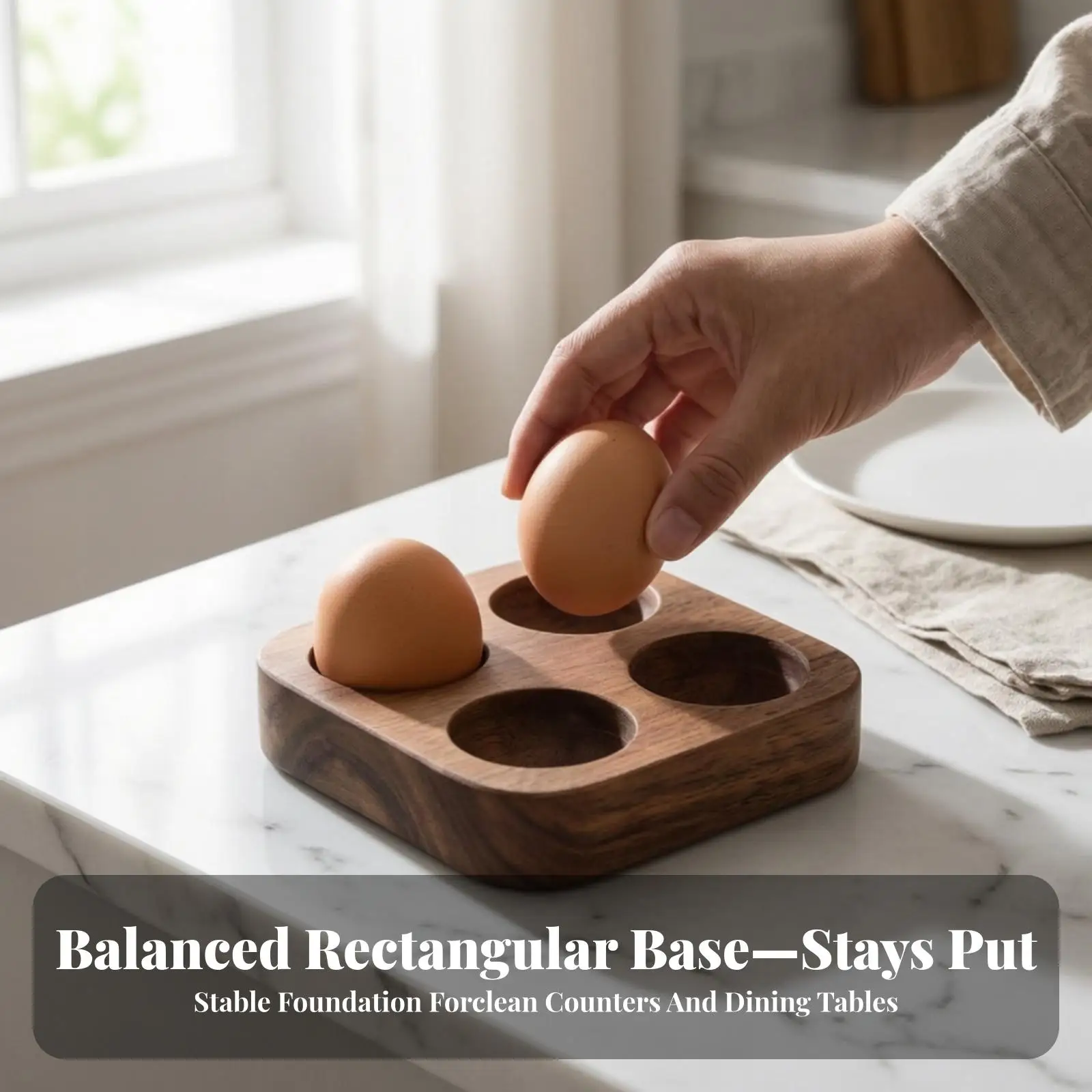Acacia Wood Egg Holder Compact Wooden Egg Tray Long-Lasting for Tabletop