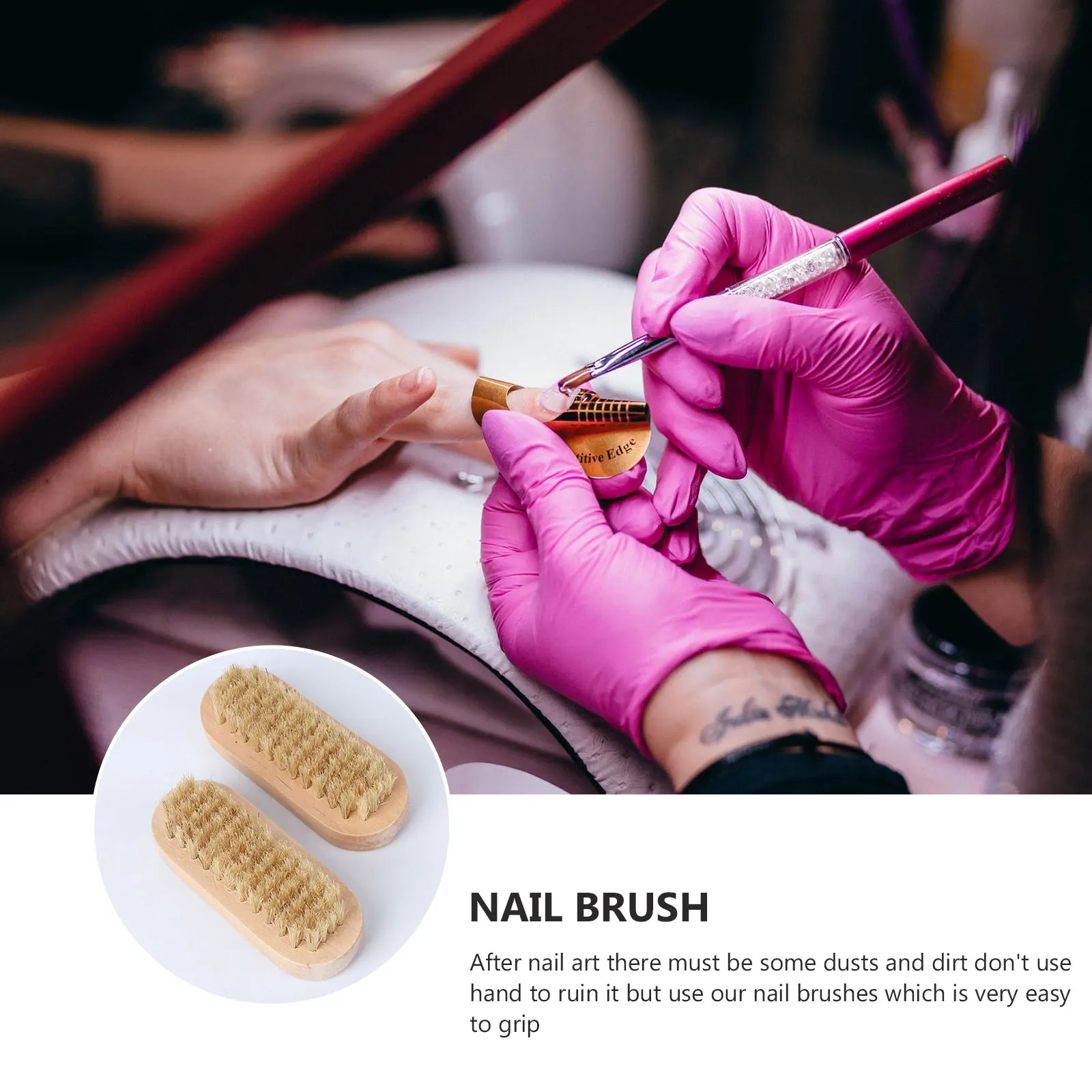 

2Pcs Wooden Nail Brush Doublesided Natural Bristle Hand Foot Cleaner Ecofriendly Kitchen Bathroom Home Office Travel