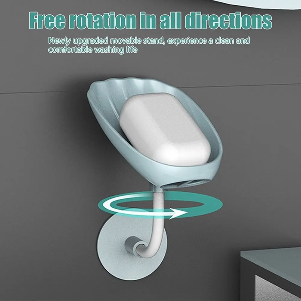 Wall-Mounted Soap Dish Plastic Sucker Soap Container Box Bendable Draining Soap Tray Toilet Laundry Supplies Tray
