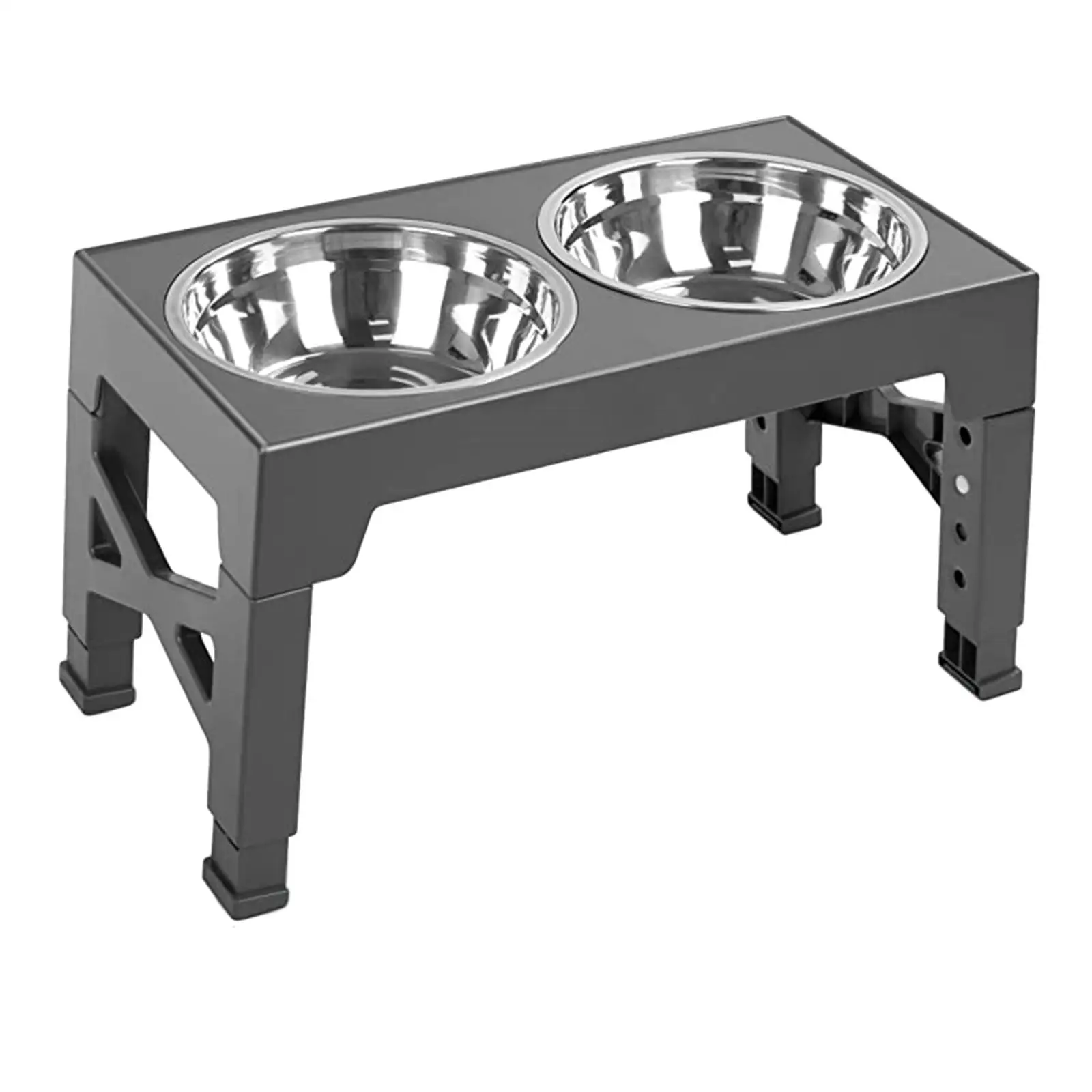 Raised Dog Bowl AntiSlip Adjustable to 5 Height 2 Stainless Steel Bowls Dog Bowl with Stand for Small Medium Large Dogs Cats