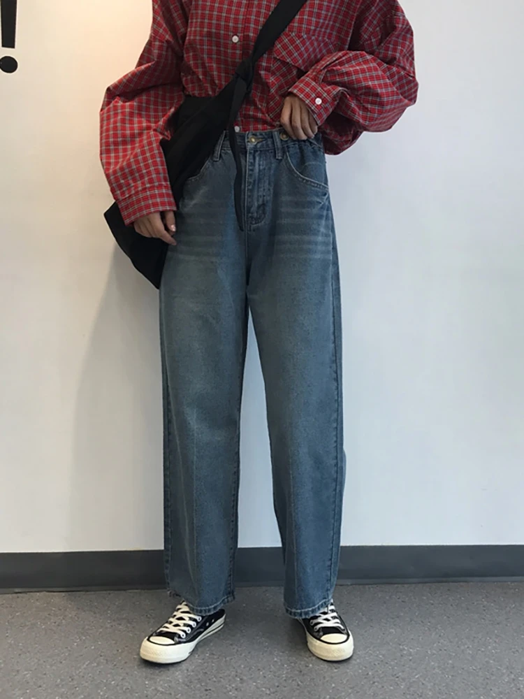 Jeans High Waist Denim Pants Women2023 Summer New Korean Small Wide Leg Pants Mesh Red Hyunya Dad Pants Loose