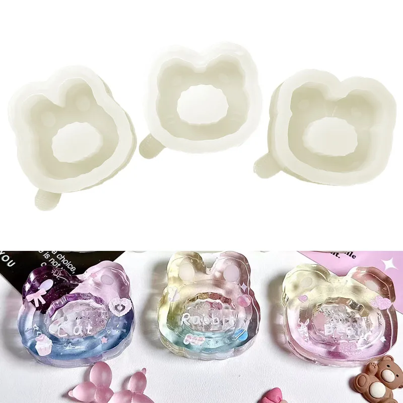 DIY Silicone Epoxy Resin Mold Shaker Mold Bear Rabbit Cat Head Shaped Silicone Jewelry Tools Jewelry Accessories