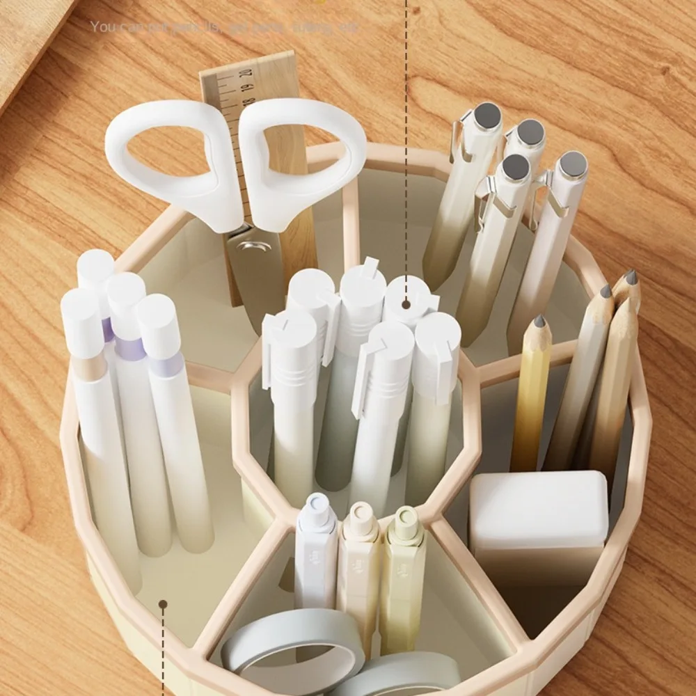 حامل فرشاة المكياج 360 ° حامل قلم دوار للطلاب ذو سعة كبيرة منظم مكتبي أدوات مكتبية لتخزين مستحضرات التجميل #4