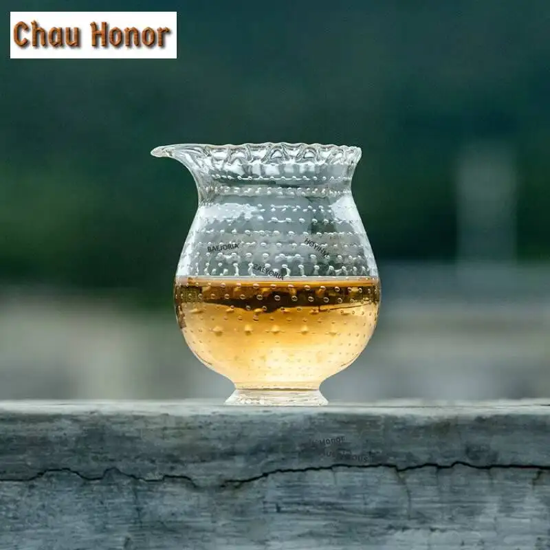ZAEYORIA 190ml Handmade Starry Bubble Glass Tea Pitcher Divide Tea Chahai Dispenser Justice Cup Fair Mug Tea Ceremony Accessorie